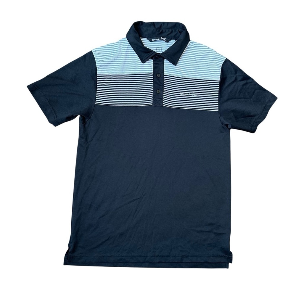 Men’s Travis Mathew Black Gray Dri-Fit Golf Polo Shirt Size Medium